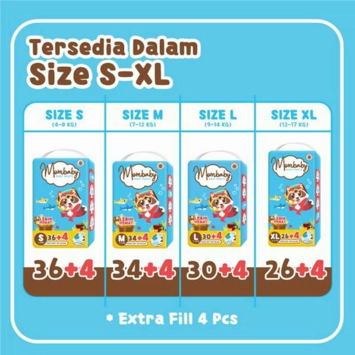 Gambar popok bayi mombaby pants S 36+4 / M34+4/ L30+4/ XL 26+4 - L26 + 4 dari Novi Irianty undefined Tokopedia