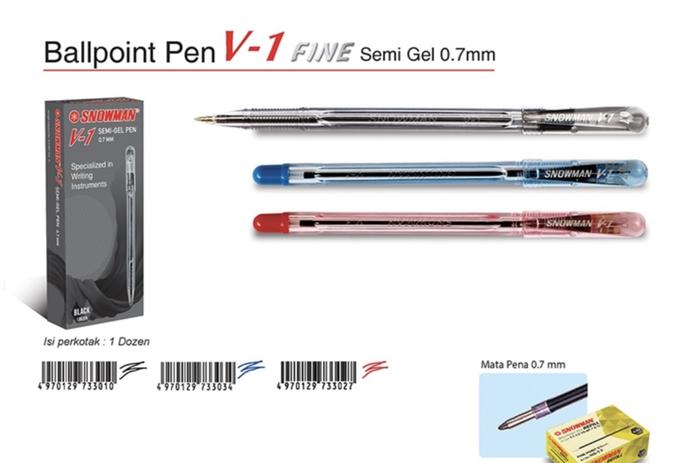 Gambar Pulpen Snowman V-1 (Isi 12pcs) dari ATK MAKASSAR JAYA undefined Tokopedia