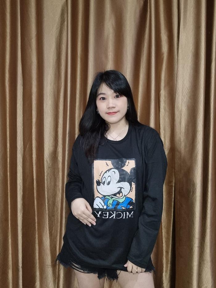 Gambar BAJU KAOS TANGAN LENGAN PANJANG MICKEY FLORIDA FASHION WANITA MUSLIM - Hitam, OVERSIZE PJG dari Toko Grosir 01 undefined 4 Tokopedia