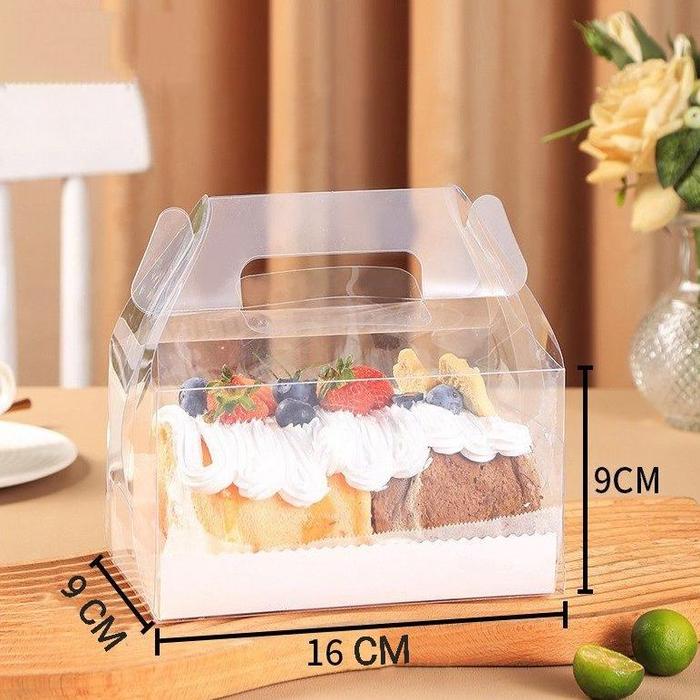 Gambar Box Mika Bolu Gulung / Box Mika GABLE/ Box Hampers Lebaran Mika - 16 x 9 x 9 cm dari neboshop undefined Tokopedia