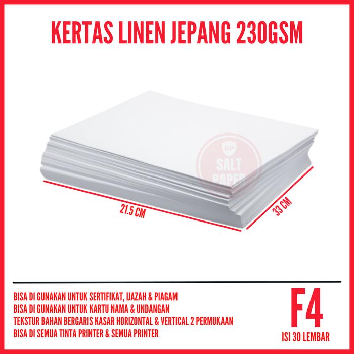 Gambar Kertas Linen F4 isi 30 lembar / Kertas Linen Jepang F4 dari Salt Paper undefined Tokopedia