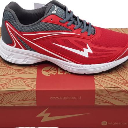 Gambar Sepatu Running EAGLE OVERRUN - Merah/Abu tua dari Myfootwearsby undefined Tokopedia