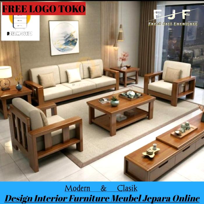 Gambar Sofa Kursi Tamu Sofa Minimalis Kayu Jati Set 311 Meja Furniture Jepara - Salak M, 311Meja Fullset dari Farel Jati Furniture Jepara undefined Tokopedia