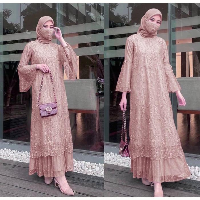 Gambar GAMIS BRUKAT CELLA MAXY DRESS/BAJU KONDANGAN/GAMIS LEBARAN 2022 - Pink, XL dari Gunadi's undefined 4 Tokopedia