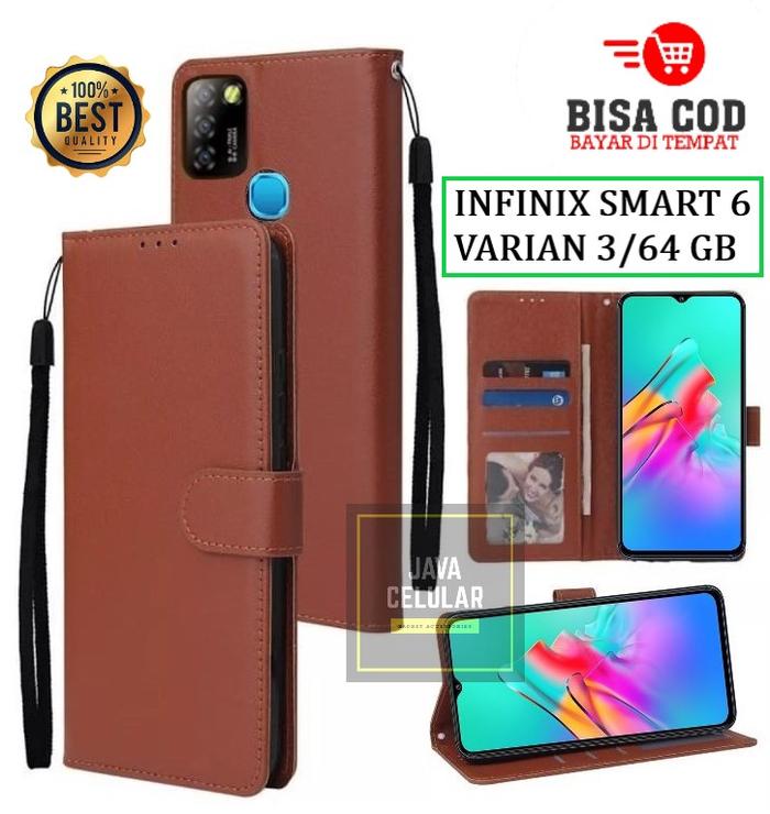 Gambar Infinix Smart 6 Varian 3/64 GB Case Wallet Kulit Casing Dompet Case - Cokelat dari Java Acc Store undefined Tokopedia