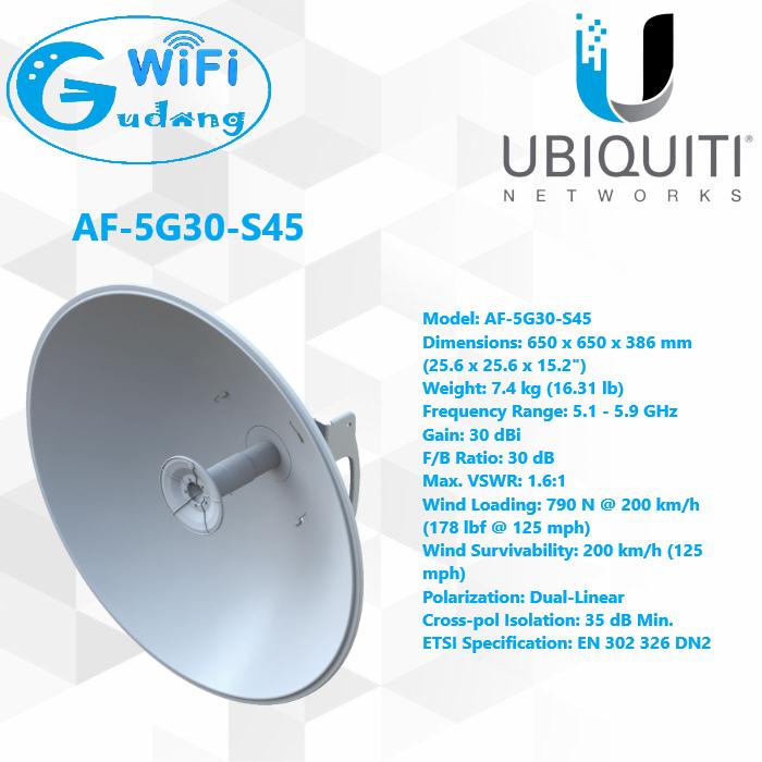 Ubiquiti AF 5G30 S45 airFiber X dish antenna, 30 dBi