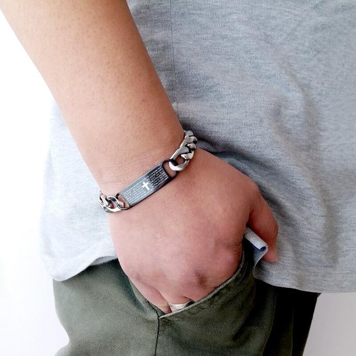 Gambar Gelang Salib Doa Bapa Kami Titanium | Gelang Salib Pria Elegan Keren - Black dari Alpha-Omega.id undefined Tokopedia