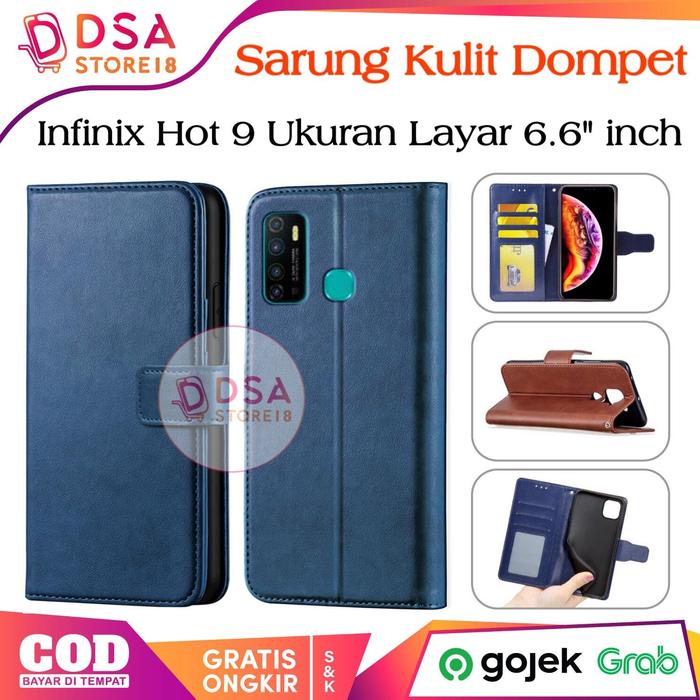 Gambar Sarung Kulit Leather Infinix Hot 9 Flip Cover Case Dompet Casing Hot9 - Hitam/Biru dari DsaStore18 undefined Tokopedia