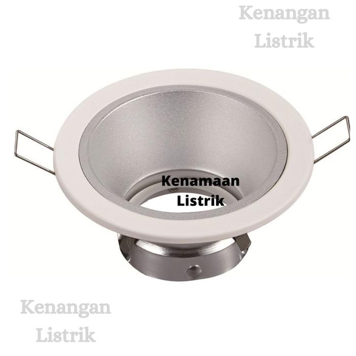 Gambar Rumah Lampu Downlight Pinghole/ Spotlight MR16/ Downlight Halogen MR16 - Putih-Silver, Kosongan dari Kenangan Listrik undefined Tokopedia