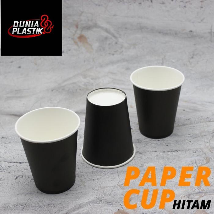 Gambar Paper Cup Hitam 8oz / Gelas Kertas Full Black 8oz - Hitam dari DUNIA PLASTIK 88 undefined Tokopedia
