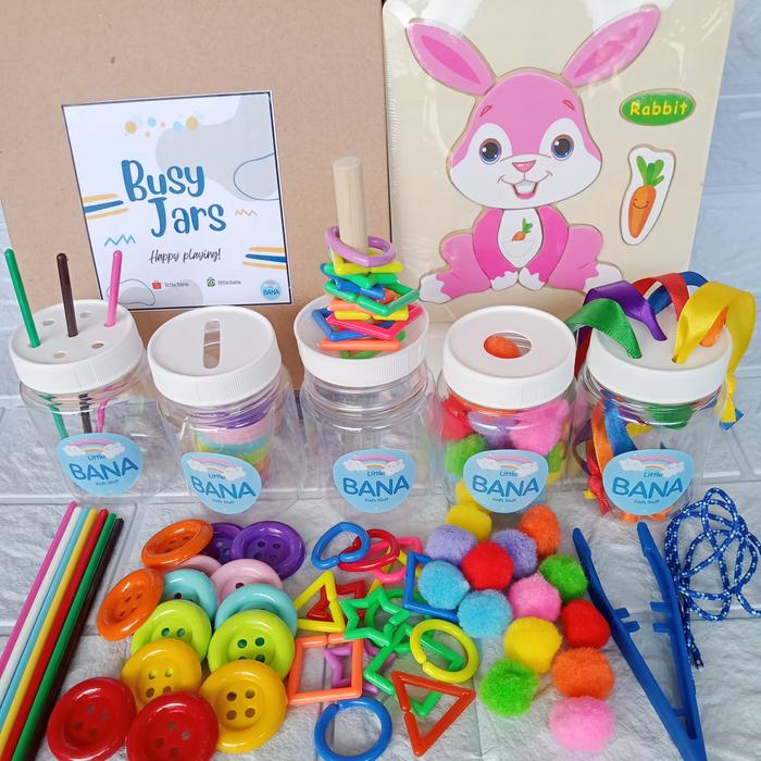 Gambar Mainan Edukasi Anak Busy Jar Montessori - Ribbon Jar dari Little Bana undefined Tokopedia