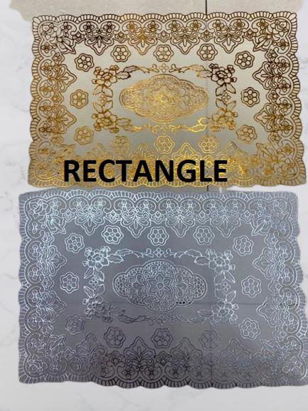 Gambar Placemat PVC Alas Tatakan Piring Makan GELAS Table Mat Decor Bulat - RECTANGLE, GOLD dari tokoshenar88 undefined Tokopedia
