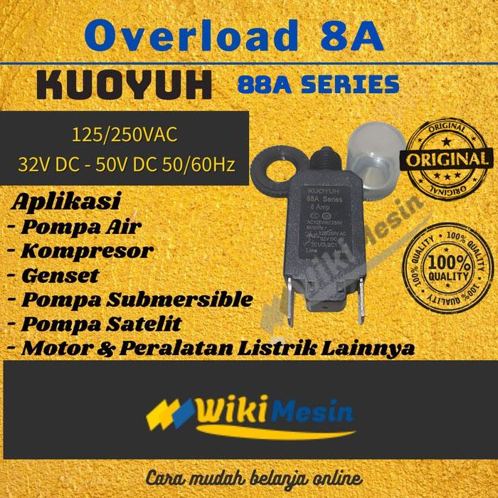Gambar ORI Overload Thermal Circuit Breaker Kuoyuh 88A Series Push Button - 8A dari Overload Wikimesin undefined Tokopedia