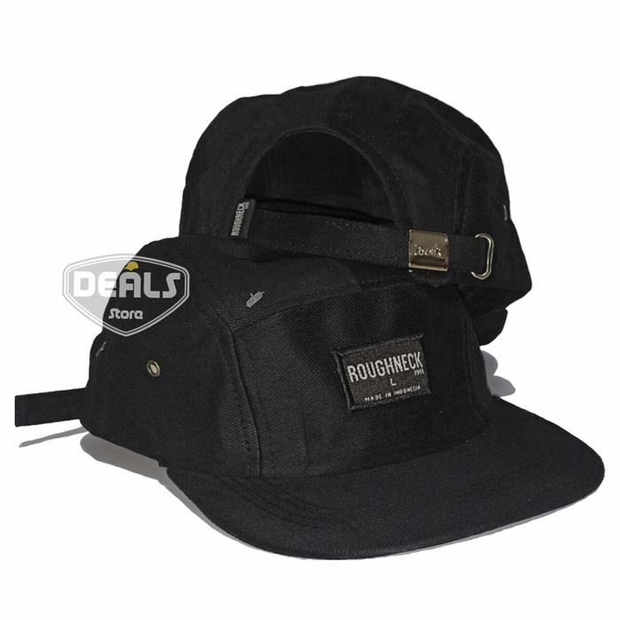 Gambar Topi Distro Pria 5 Panel Snapback Roughneck - Hitam dari Deals _ Store undefined Tokopedia