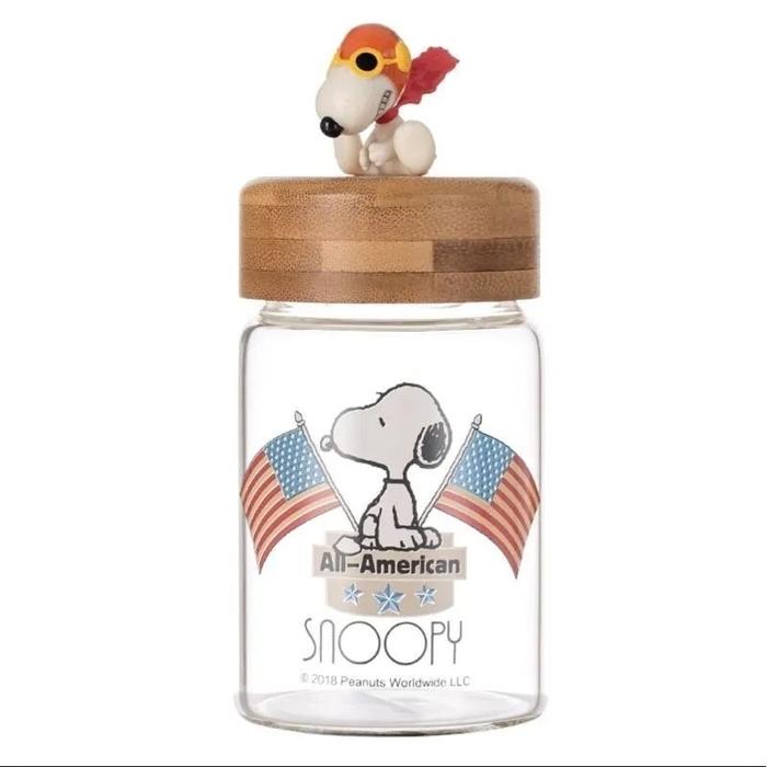 Gambar Toples Kaca Snoopy Tutup Kayu - Snoopy Pilot dari SanSbux undefined Tokopedia