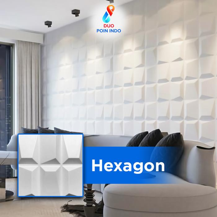 Gambar Wall Panel 3D PVC 50x50 Wallpaper Desain Interior Rumah White Series 2 - Hexagon 50x50 dari Duopoinindo undefined Tokopedia