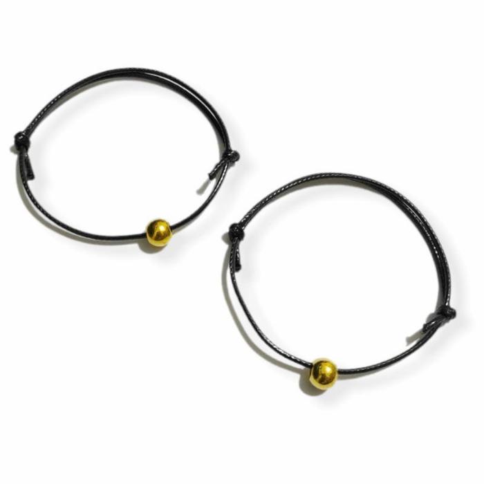 Gambar Sepasang (2 buah) Gelang Tali Metallic Beads Couple Bracelet - Gold dari Daydream-Shop undefined Tokopedia