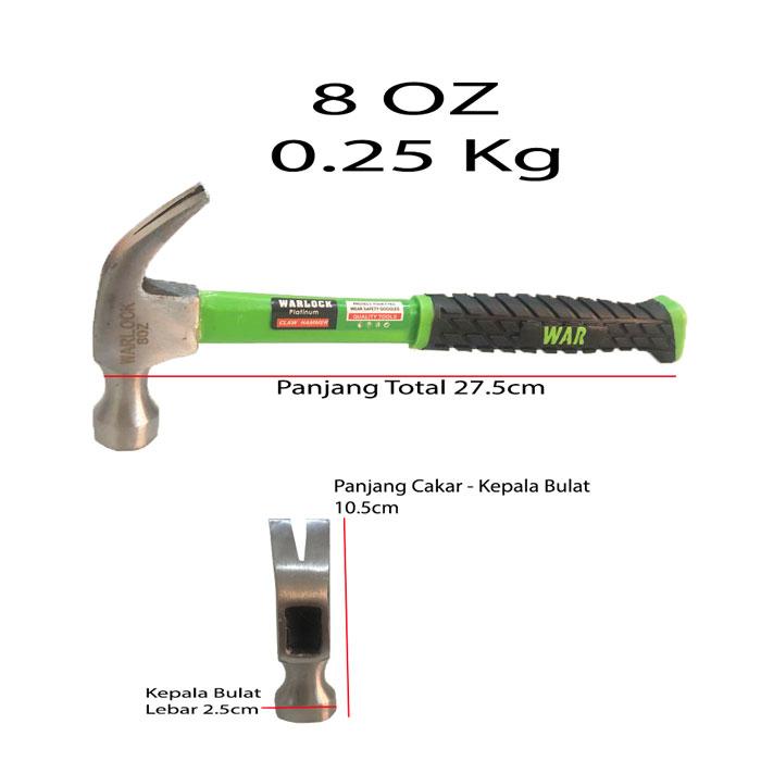 Gambar PALU KAMBING Varian Ukuran 8Oz - 16Oz Claw Hammer WARLOCK - 8OZ dari Di Toko bangunan undefined Tokopedia