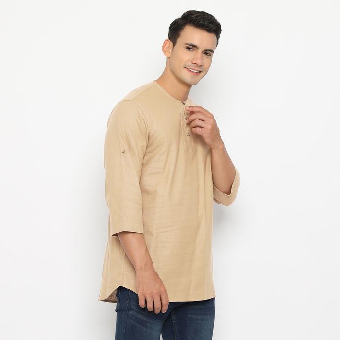 Gambar Kemeja Baju Koko Kurta Muslim Linen Katun XHAKA by RAVA RAYA SERIES - Light Beige, M dari RAVA Indonesia undefined Tokopedia