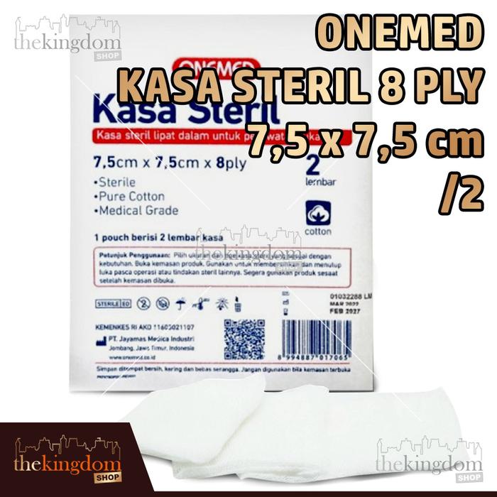 Gambar Onemed Kasa Steril 7,5cm x 7,5cm x 8ply P3K Kain Perban Luka Darurat - Pouch /2, Packing Plastik dari The Kingdom Shop undefined Tokopedia