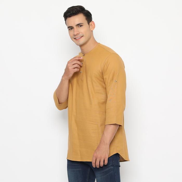 Gambar Kemeja Baju Koko Kurta Muslim Linen Katun XHAKA by RAVA RAYA SERIES - Yellow Mustard, M dari RAVA Indonesia undefined Tokopedia
