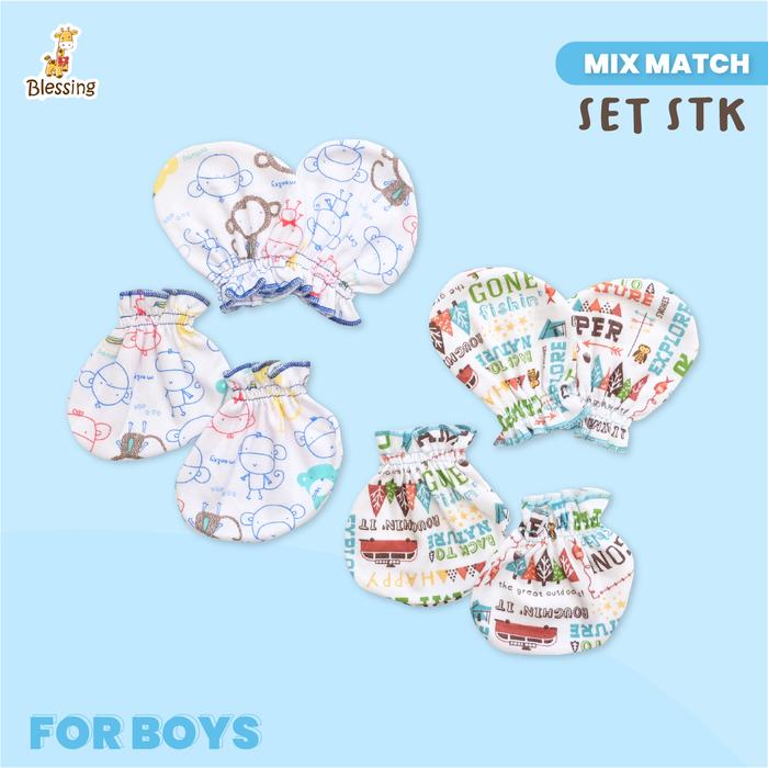 Gambar BLESSING Babywear Sarung Tangan Kaki Neci -MIX Motif- SIZE: NB - BOYS dari BLESSING Babywear undefined Tokopedia