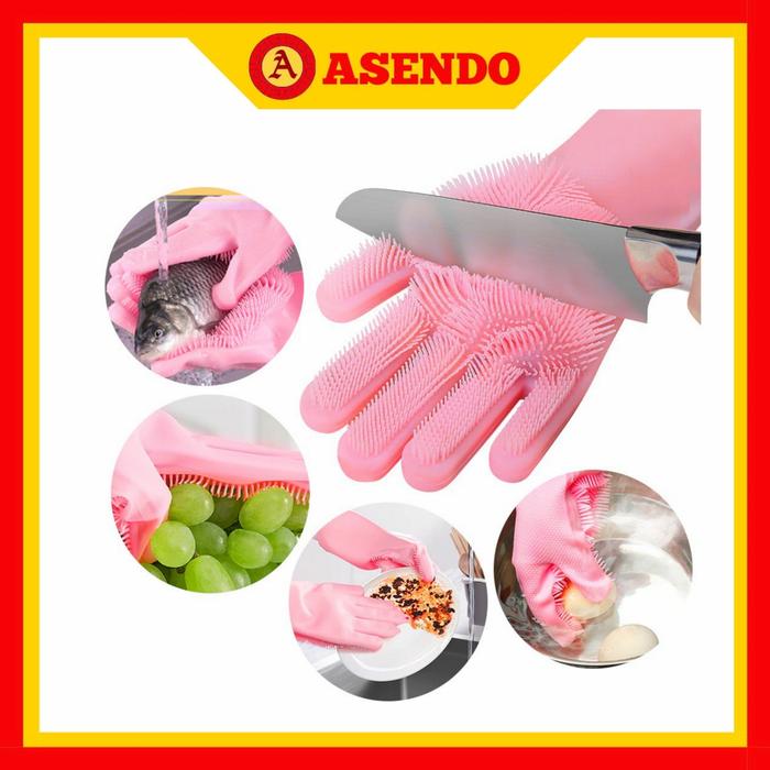 Silicone Dishwashing Gloves Magic glove Sarung tangan cuci piring Biru