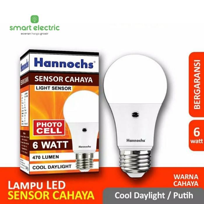Gambar Hannochs Lampu Light Sensor LED Otomatis Bohlam Sensor Cahaya Putih - 6 Watt Putih dari SmartElectric undefined Tokopedia