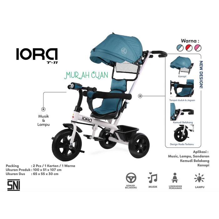 Gambar Sepeda Anak Roda Tiga IORA PMB T10 Tricycle Murah Sepeda Roda 3 harga - T11 - Tosca, +RAKIT (GOJEK) dari MurahcuanBike undefined Tokopedia