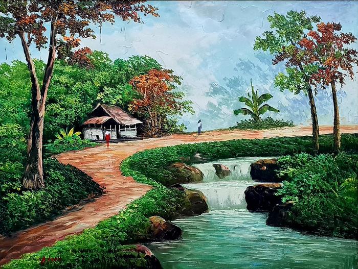 Gambar Lukisan Pemandangan Desa - LPM.05 dari Suga Lukisan Kanvas undefined Tokopedia