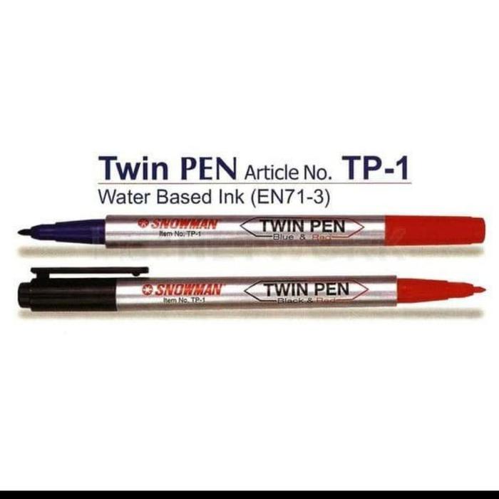 Gambar Spidol Twinpen Snowman 2 sisi TP-1 sedus (12pcs) Twin Pen - Hitam dari MENTARI 98 undefined Tokopedia