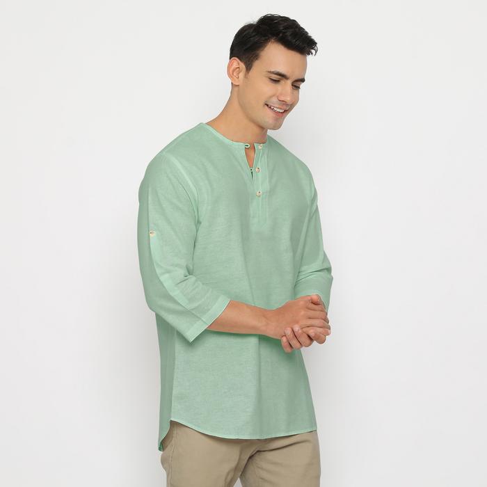 Gambar Kemeja Baju Koko Kurta Muslim Linen Katun XHAKA by RAVA RAYA SERIES - Sage Green, XXL dari RAVA Indonesia undefined Tokopedia