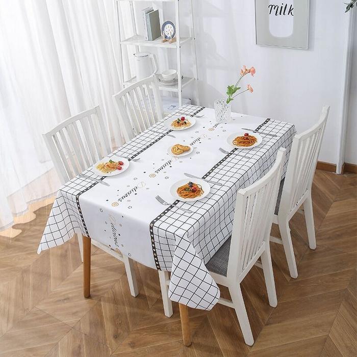 Gambar Taplak Meja Makan Serbaguna Penutup Table Cloth Anti Air Kotak Motif - WHITE DELICIOUS dari mihomme undefined Tokopedia