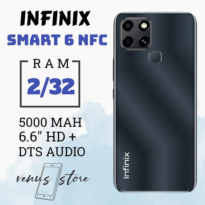Gambar Infinix Smart 6 NFC 2/32GB – 6.6" HD garansi resmi - Hitam dari Venus sgc undefined Tokopedia