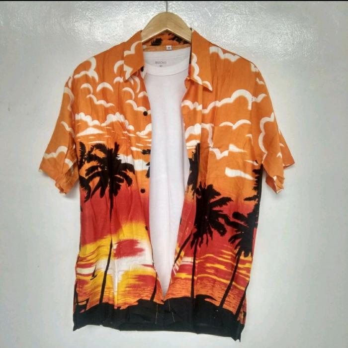 Gambar kemeja pantai pria lengan pendek kemeja surfing kemeja pantai wanita - Orange, M dari marty's house undefined Tokopedia
