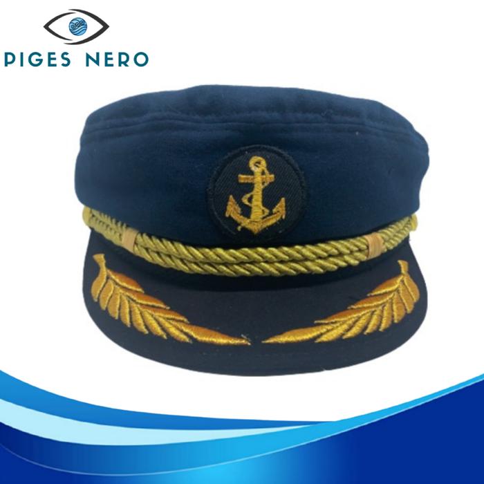 Gambar Topi Pelaut / Nahkoda / Sailor Hat / Captain - Lambang Padi Bordir - Navy, Jangkar Kapten dari Imagobordir undefined Tokopedia
