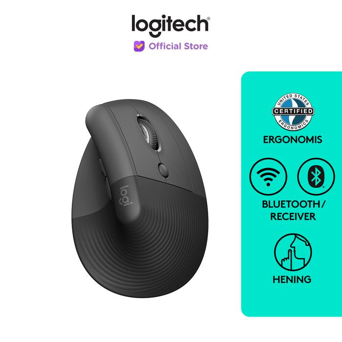 Gambar Logitech LIFT Mouse Ergonomic Vertical Wireless Bluetooth Silent - Graphite dari Logitech Official Store undefined Tokopedia