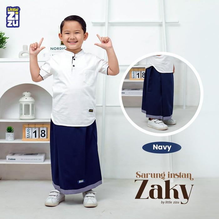Gambar Sarung Anak Instan Zaky Motif Polos Bahan Toyobo by Little Zizu - Navy, M dari Little Zizu undefined Tokopedia