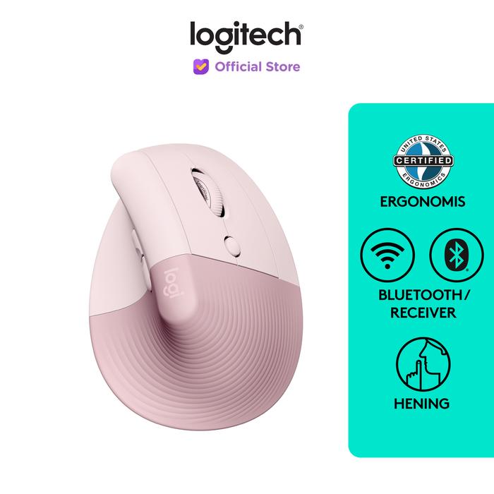 Gambar Logitech LIFT Mouse Ergonomic Vertical Wireless Bluetooth Silent - Rose dari Logitech Official Store undefined Tokopedia