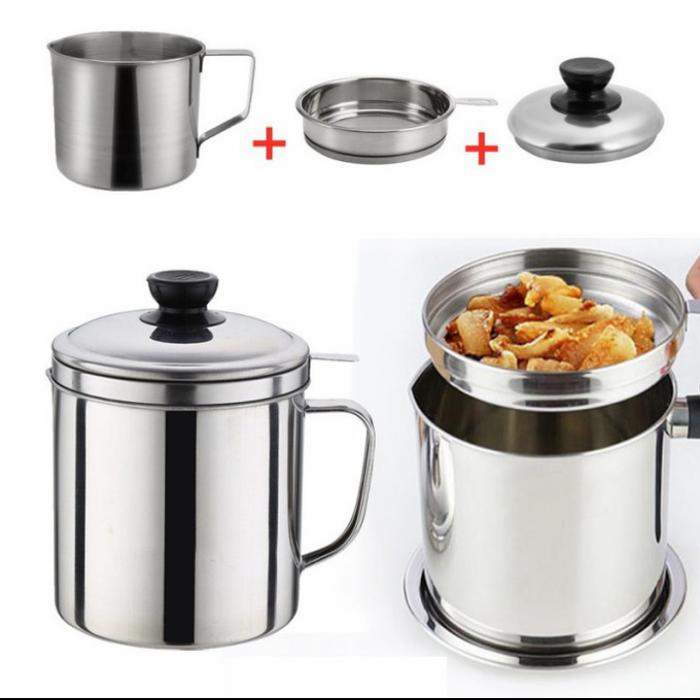 Gambar tempat saringan minyak pot Stainless / Wadah Minyak Oil Pot 1200ml dari Safaria ID undefined Tokopedia