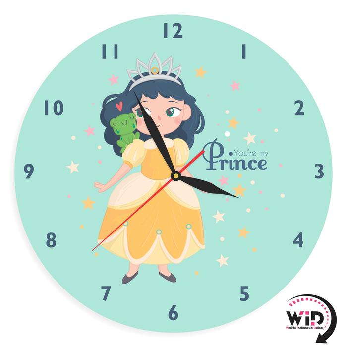 Gambar JAM DINDING KAYU LITTLE PRINCESS DEKORASI KAMAR ANAK WALL CLOCK CEWEK - FROG PRINCESS, 10CM DUDUK dari Waktu Indonesia Dekor undefined Tokopedia