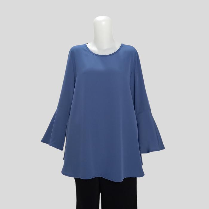 Gambar Baju Blouse Wanita Big Size Jumbo XL XXL 3L 4L 5L - Lengan Panjang - Faded Denim, XL dari Fezen Fashion undefined Tokopedia