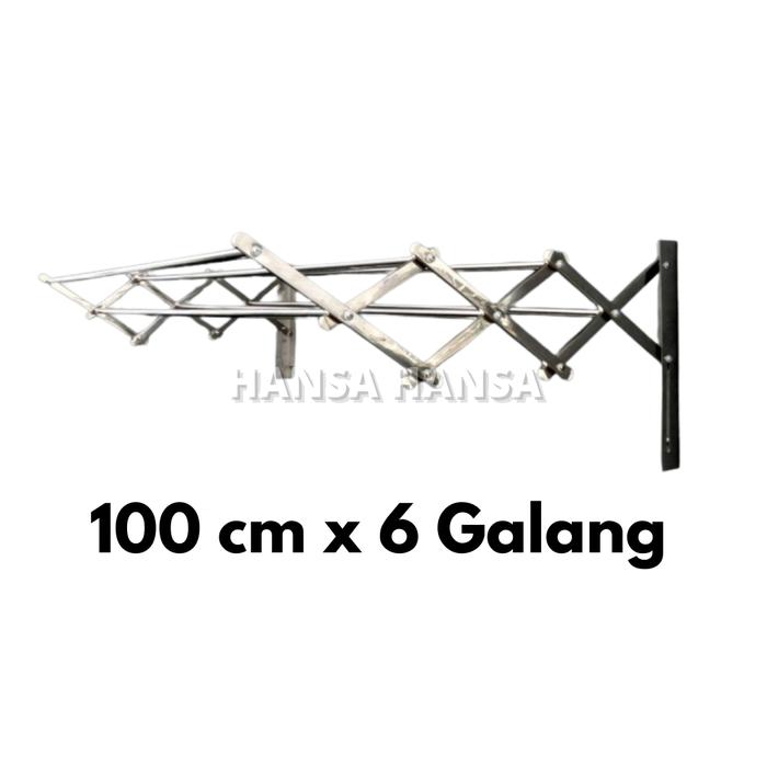 Gambar Jemuran Baju Dinding Lipat FULL STAINLESS 6 Galang Drying Rack - 100 x 6 Galang dari Hansa Pedia undefined Tokopedia