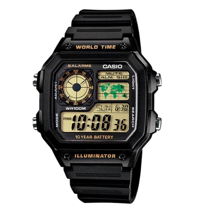Gambar CASIO AE-1200WH JAM TANGAN PRIA ORIGINAL GARANSI RESMI - BLACK PLAT GOLD dari Masterpiece Time undefined Tokopedia