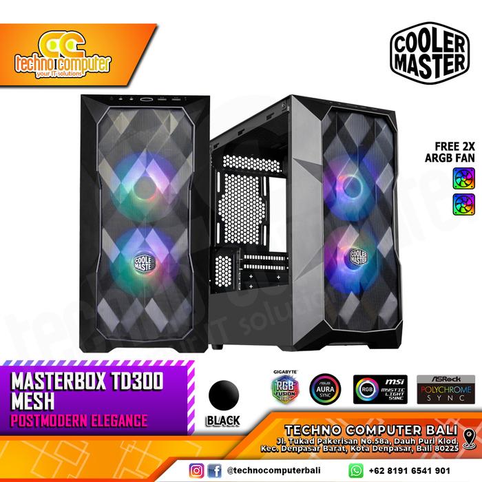 Gambar CASING COOLERMASTER MASTERBOX TD300 MESH - m-ATX Case Tempered Glass - Hitam dari Techno Computer Bali undefined Tokopedia