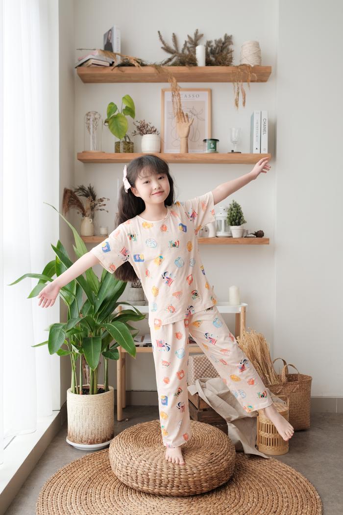 Gambar COTTON REPUBLIC SUN PYJAMAS / PIYAMA TIDUR ANAK LENGAN PENDEK - HAPPY BREAKFAST, 4-5 YO dari Cotton republic official store undefined Tokopedia