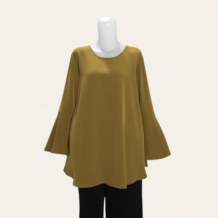 Gambar Blouse Wanita Big Size Jumbo XL XXL 3L 4L 5L - Lengan Panjang - Kuning Kubus, XL dari Fezen Fashion undefined Tokopedia
