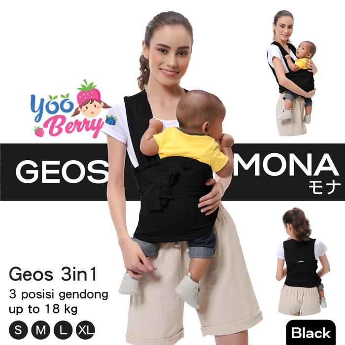 Gambar YooBerry Geos 3in1 Mona Gendongan Bayi Depan Samping ANT003 - Black, S dari Berry Baby Kota Bandung Tokopedia