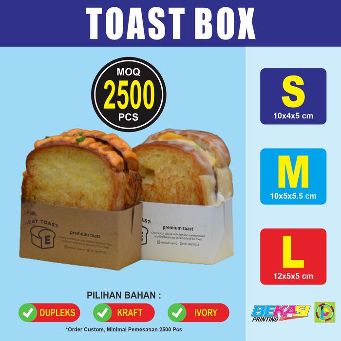 Gambar Custom Toast Box Dus Kotak Roti Bakar Panggang Plus Cetak Logo 1 Warna - Ivory 270 GSM, Medium dari Bekasi Printing Utama undefined Tokopedia