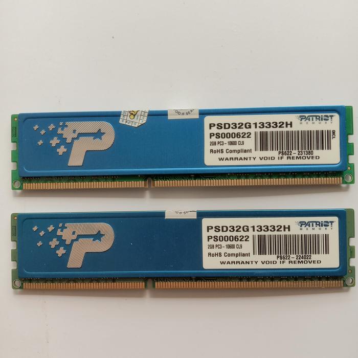 Gambar RAM Patriot Memory 4GB (2x2GB) PC3 DDR3 - 10600 CL9 PSD32G13332H dari Mafazh undefined Tokopedia